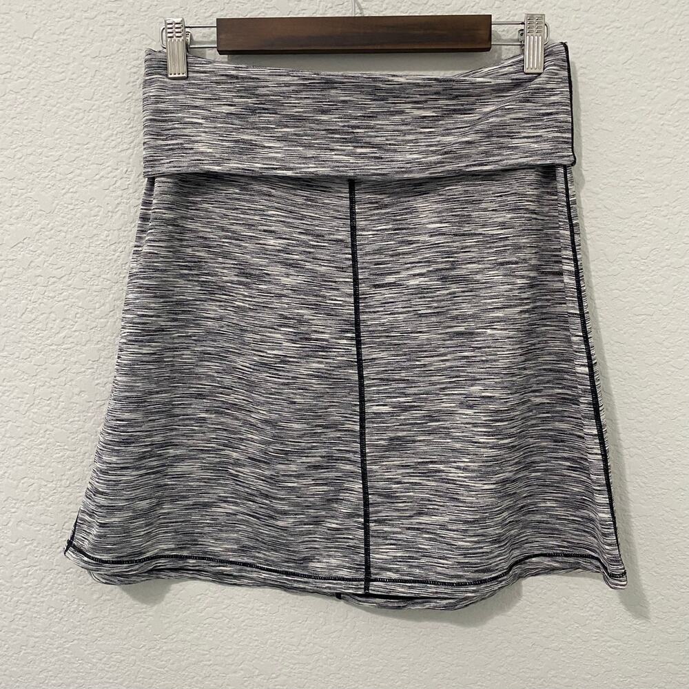 prAna Athletic Skirt Womens Small Gray Black Fold Over Waist Stretch Active